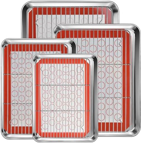 CEKEE Stainless Steel Baking Sheet Pan Set, 12-Piece