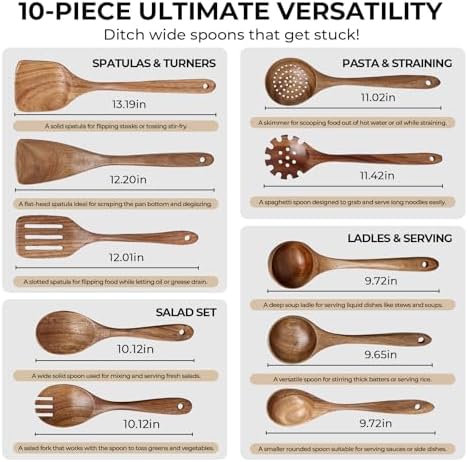 HAKSEN Wooden Spoons for Cooking, Natural Acacia Wooden Cooking