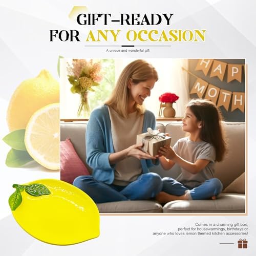 Lemon Spoon Rest for Stove Top, 6 x 4.2 Inch Ceramic Spoon Rest