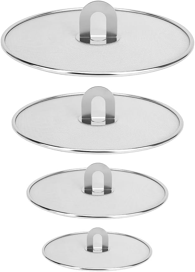 4 Pack Stainless Steel Grease Splatter Screen Set by JBESUHI
