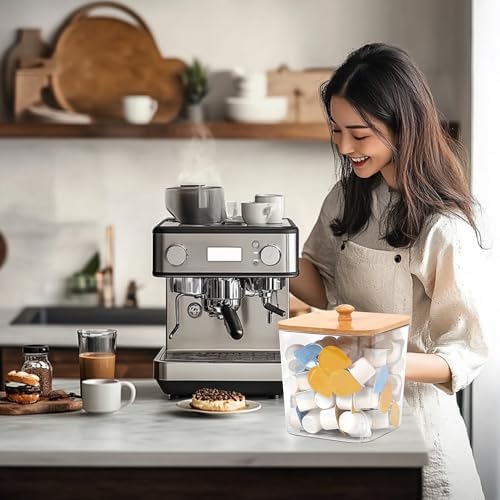 Coffee Pod Storage Containers with Bamboo Lid, BPA-Free Clear Coffee
