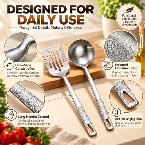 Pure Titanium Cooking Utensil & Spatula Set 4PCS Titanium Spatula,H