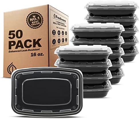 Freshware Meal Prep Containers [50 Pack] 1 Compartment Food Storage