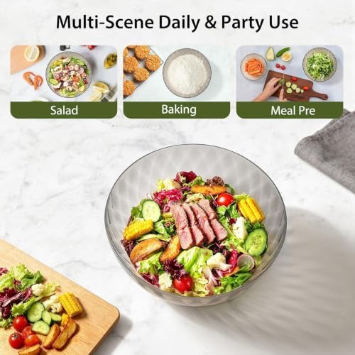 Plastic Mixing Bowls with Lids - 6 Piece Nesting Bowls Set with