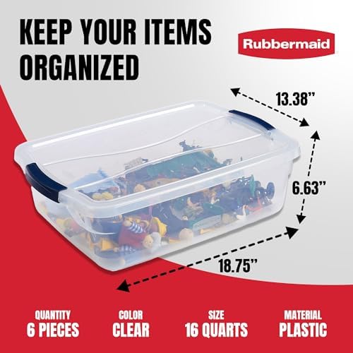 Rubbermaid Cleverstore Storage Containers, 17 Quart, 6 Pack