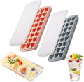 2 Pack Heart-Shaped Ice Cube Trays with lid and bin - 48 Holes