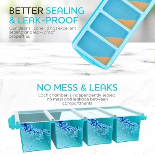 Silicone Freezer Tray with Lid, makes 12 perfect 1Cup portions cubes