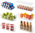 Set of 6 Clear Plastic Refrigerator Organizer Bins