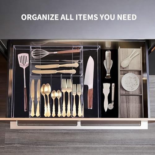 Clear Acrylic Drawer Organizer for Kitchen Utensils and Flatware
