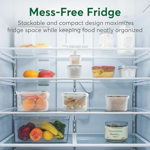 5 Set Fruit Storage Containers for Fridge with Colander