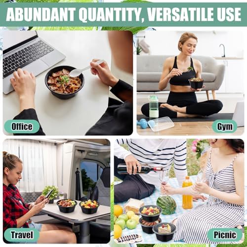 100 Pcs 24 oz Meal Prep Containers with Lids Round