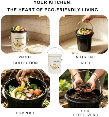1.3-Gallon Stainless Steel Kitchen Compost Bin with Lid