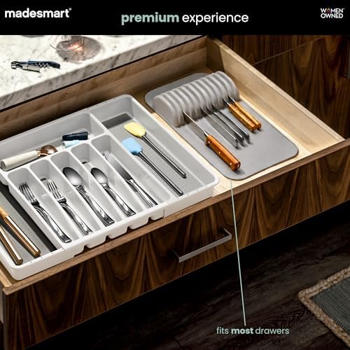 madesmart Classic In Drawer Knife Mat, 11 Knives, Grey