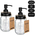 Amolliar Mason Jar Liquid Soap Dispenser, Black, 2 Pack