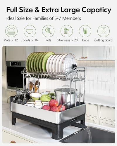 BOOSINY Large 304 Stainless Steel Dish Drying Rack