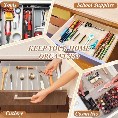 Teenyyou 1 Pcs Expandable Drawer Organizer, 12 x 16 Inches, 5-7 Slots