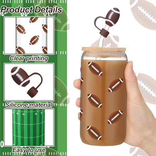 Reallnaive Football Party Decoration Glass Cup Set for Sport Lovers