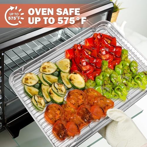 Baking Sheet with 3 Wire Rack Set, Homikit Stainless Steel 12" x 10" x