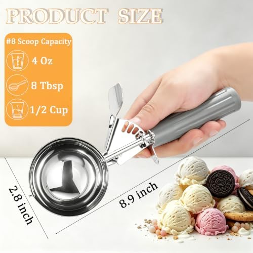 4 Pcs Ice Cream Scoop with Trigger 4 oz Stainless Steel Cookie Dough