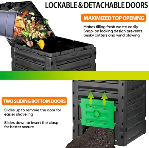 SUPER DEAL 120 Gallon Outdoor Compost Bin, Black