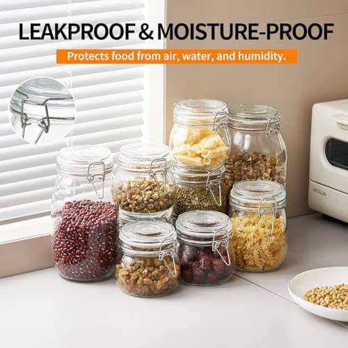 6 Pack 17oz Food Storage Jars with Airtight Lids, Preserving Seal Wire