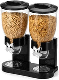 QWORK Double Dry Food Dispenser, 17.5Oz Capacity Each, Dry Cereal Grain Dispenser, Keeps Ingredients Fresh