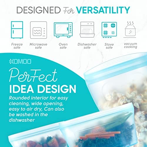 Reusable food container silicone bag, Full Set 6, 2 Cups, 2 Dishes
