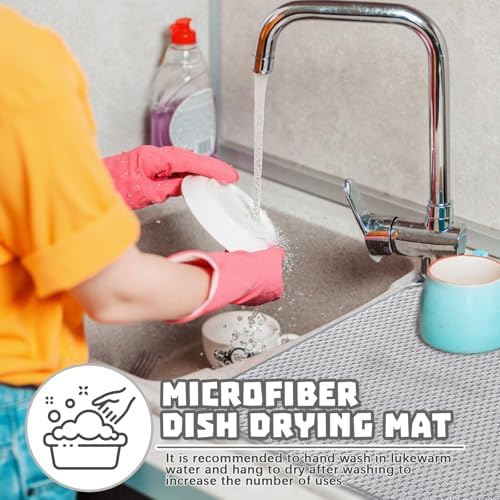 2Pcs XXL Dish Drying Mat,Absorbent Microfiber Dish Drainer