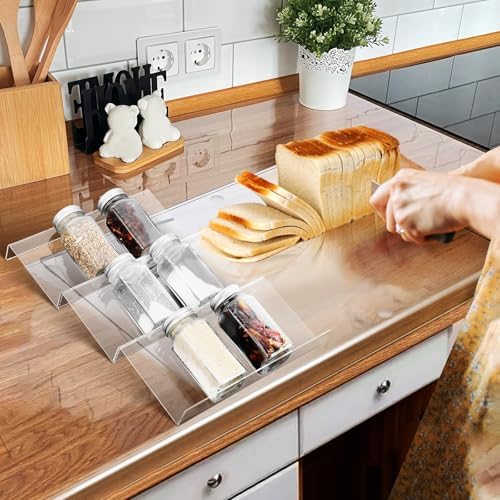 Lurrose Expandable Spice Rack Organizer 4pcs Acrylic Drawer Insert