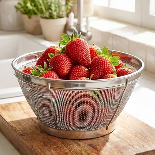 Rice Strainer Fine Mesh, Stainless Steel Colander Fine Mesh Strainer
