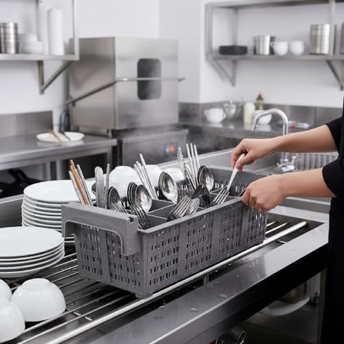 1-Piece Commercial Dishwasher Rack, Silverware Drying Basket with 8