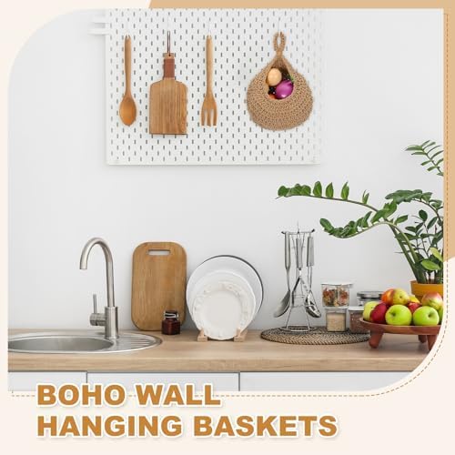 uxcell Hanging Fruit Baskets for Kitchen Hand-Woven Wall