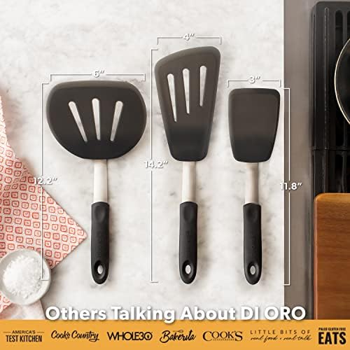 DI ORO Chef Series Silicone Turner Spatula Set, 3-Pc