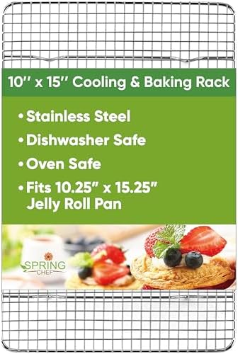 Spring Chef 10" x 15" Stainless Steel Cooling Rack for Cooking &