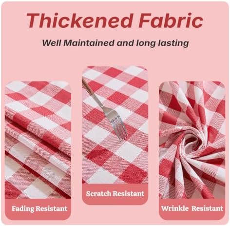 JIALE Gingham Tablecloth Square Cotton Linen Fabric Checkered Table