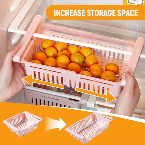 AIIONP Refrigerator Storage Basket Rack, 2025 New Adjustable Fridge