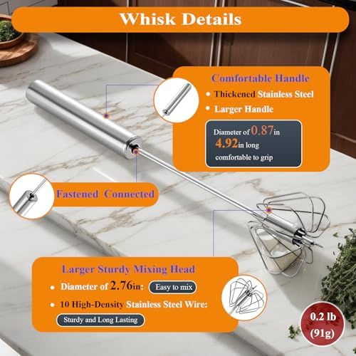 Stainless Steel Semi Automatic Whisk Egg Beater, 10in