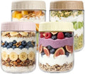 SHOWIN 16 oz Glass Overnight Oats Containers with Lids, 4-Pack