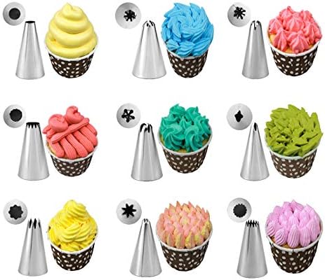 Kasmoire 11 Pcs Extra Large Piping Tip Set,Stainless Steel Cake