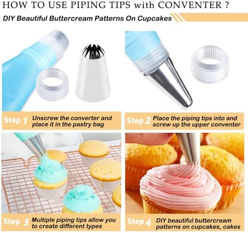 12PCS Large Piping Tips Set with Pastry Bag – for Cookie, Cake &