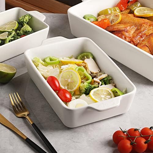 Sweejar Ceramic Bakeware Set, 11.8 x 7.8 x 2.76 Inches, White