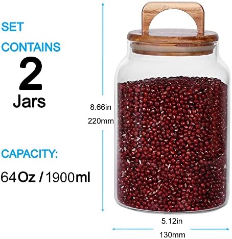 SAIOOL Glass Kitchen Canister Set of 2