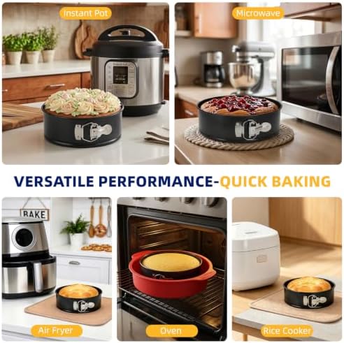 3PCS Springform Pan Set, 4, 7, 9 Inch Cheesecake Pans, Removable