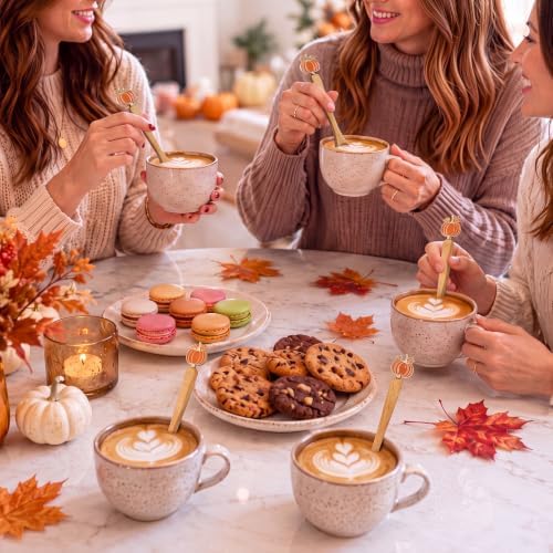 8 Pcs Fall Pumpkin Spoons 5'' Acacia Wood Spoon for Coffee Bar