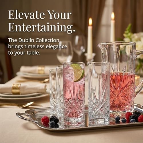 Collins Drinking Glasses, Tall Highball Glasses, Set of 4, Dublin