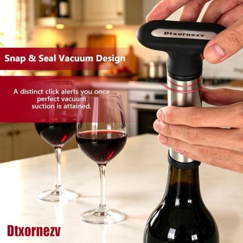 Wine Vacuum Pump with Stopper, Stainless Steel Wine Saver Preserver