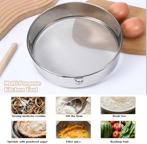 4 Pack Flour Sifter with Hanging Ring, Stainless Steel Fine Mesh