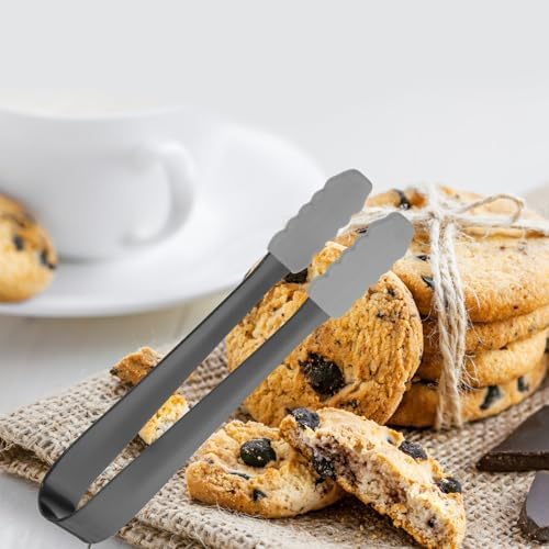 4pcs Stainless Steel Ice Cube Tongs with Black Silicone Sleeve