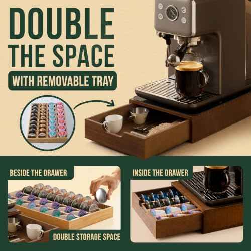 Coffee Pod Storage Drawer Organizer Compatible with K-Cup Nespresso Capsule
