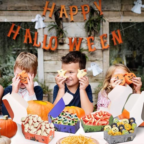 48 Pcs Halloween Paper Food Trays Disposable Treat Nacho Snack Candy